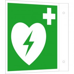 Fahnenschild Automatisierter externer Defibrillator (AED) |Erste Hilfe 2B Schilder