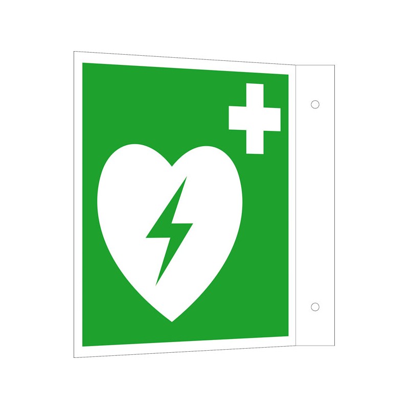 Fahnenschild Automatisierter externer Defibrillator (AED) |Erste Hilfe 2B Schilder