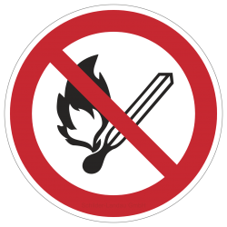 Keine offene Flamme, Feuer, offene Zündquelle und Rauchen verboten | Verbotszeichen B2B Schilder
