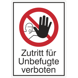 Zutritt für Unbefugte verboten (Symbol mit Text) | Verbotszeichen B2B Schilder