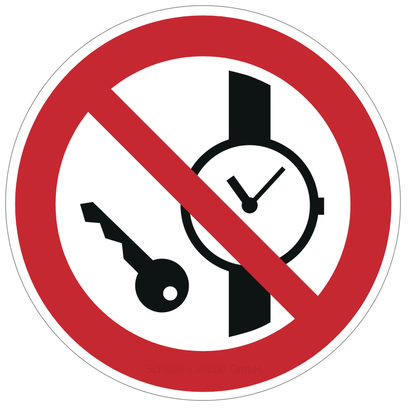 Das Mitführen von Metallteilen oder Uhren verboten | Verbotszeichen B2B Schilder