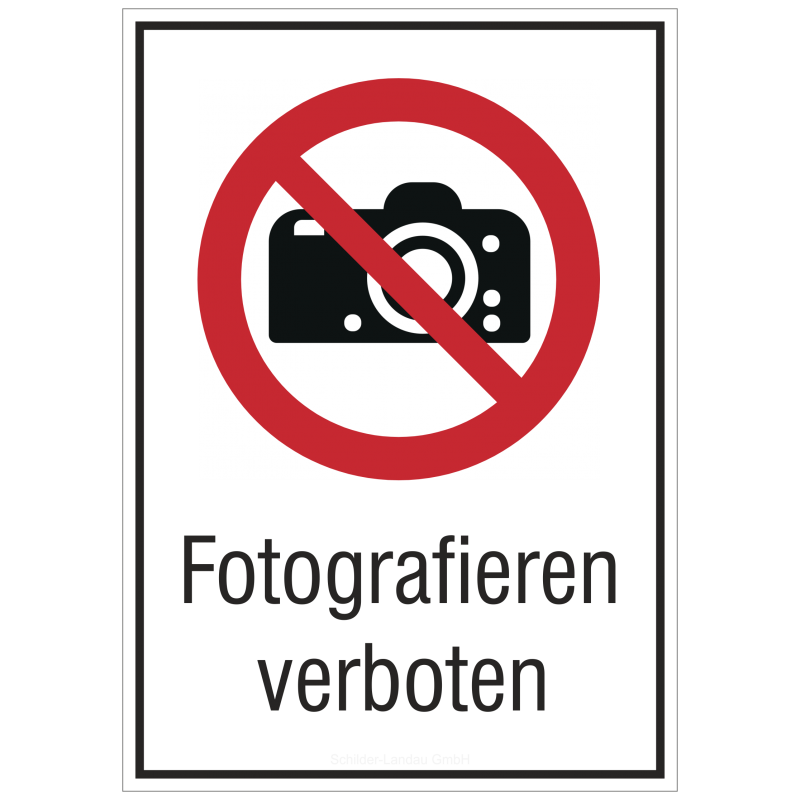 Fotografieren verboten (Kombischild) | Verbotszeichen B2B Schilder