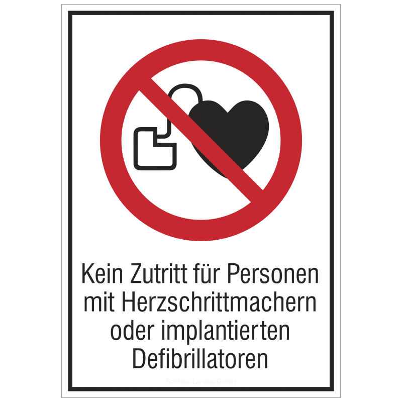 Kein Zutritt für Personen mit Herzschrittmachern (Kombischild) | Verbotszeichen B2B Schilder