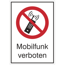 Mobilfunk verboten (Kombischild) | Verbotszeichen B2B Schilder
