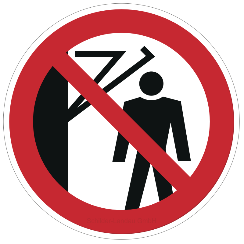 Hinter den Schwenkarm treten verboten | Verbotszeichen B2B Schilder