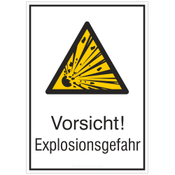 Vorsicht! Explosionsgefahr (Kombischild) |Warnzeichen 2B Schilder