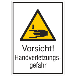 Vorsicht! Handverletzungsgefahr (Kombischild) |Warnzeichen 2B Schilder