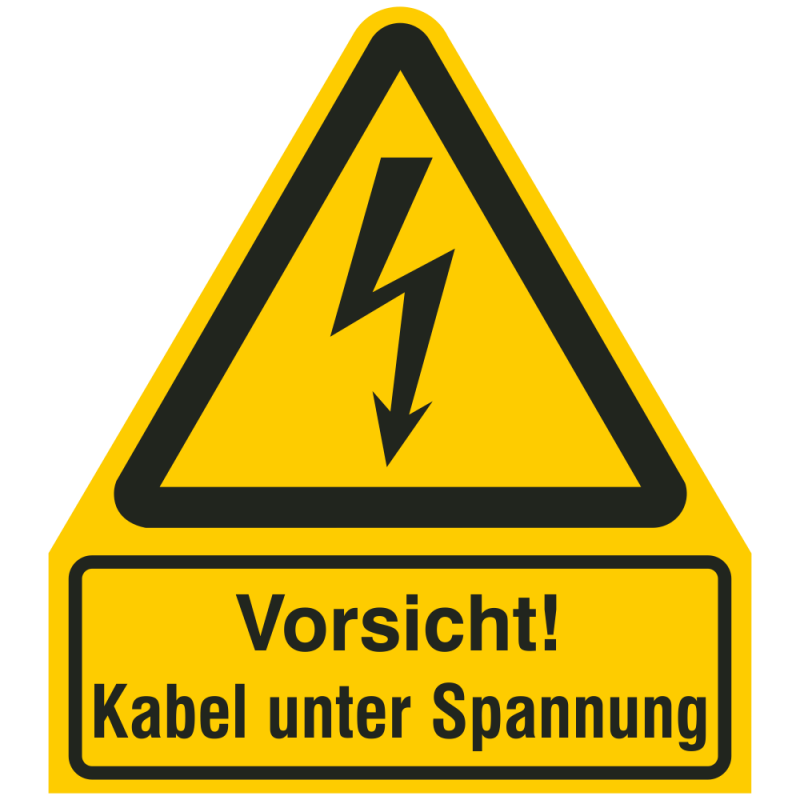 Vorsicht! Kabel unter Spannung |Elektrozeichen B2B Schilder
