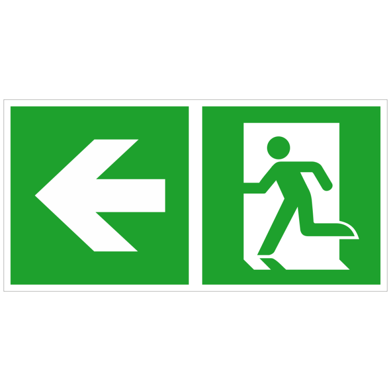 Notausgang links und Richtungspfeil links | Fluchwegzeichen B2B Schilder