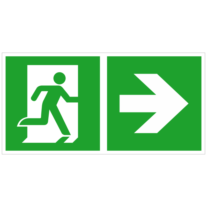 Notausgang rechts und Richtungspfeil rechts | Fluchwegzeichen B2B Schilder