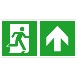 Notausgang rechts und Richtungspfeil aufwärts bzw. geradeaus | Fluchwegzeichen B2B Schilder