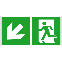 Notausgang links und Richtungspfeil links abwärts | Fluchwegzeichen B2B Schilder