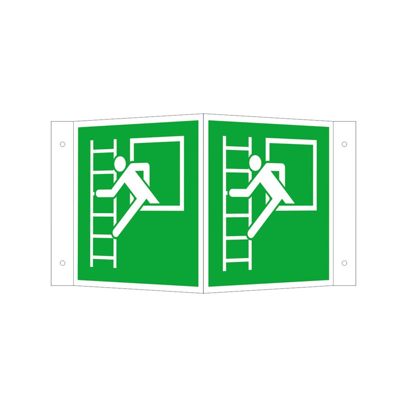 Winkelschild Notausstieg mit Fluchtleiter links | Fluchwegzeichen B2B Schilder
