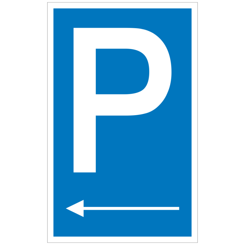 Symbol: P mit Richtungspfeil links |Parkplatzzeichen 2B Schilder