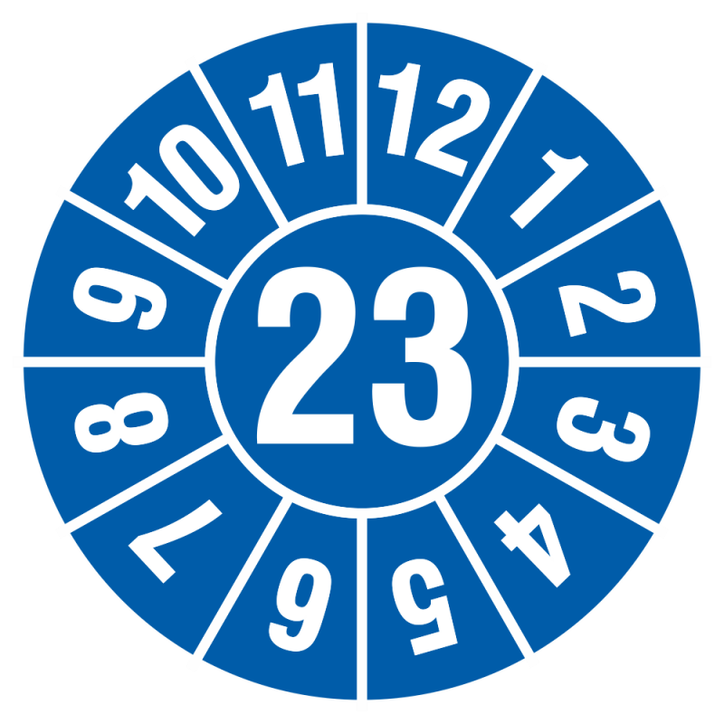 Jahresplakette 2-stellig in 7 Jahresfarben, Dokumentenfolie