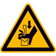 Warnung vor Quetschgefahr der Hand zwischen den Werkzeugen einer Presse |Warnzeichen 2B Schilder