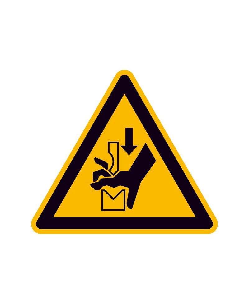 Warnung vor Quetschgefahr der Hand zwischen den Werkzeugen einer Presse |Warnzeichen 2B Schilder