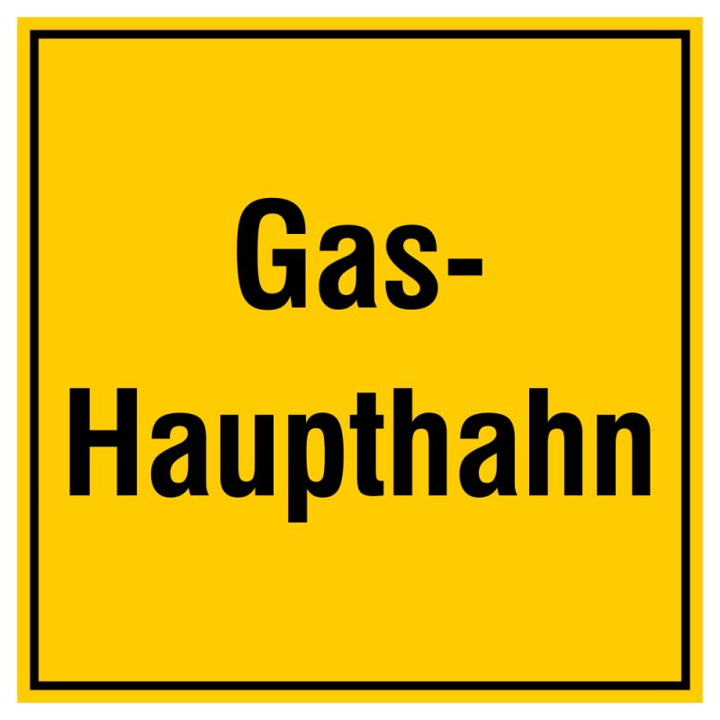 Gashaupthahn, Aluminium gelb geprägt | b2b-schilder
