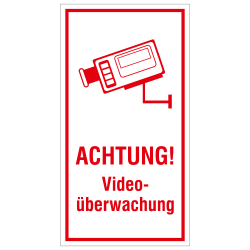 Achtung Videoüberwachung mit Kamera Symbol, Aufkleber oder Schild in Aluminium | b2b-schilder