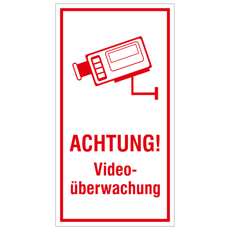 Achtung Videoüberwachung mit Kamera Symbol, Aufkleber oder Schild in Aluminium | b2b-schilder