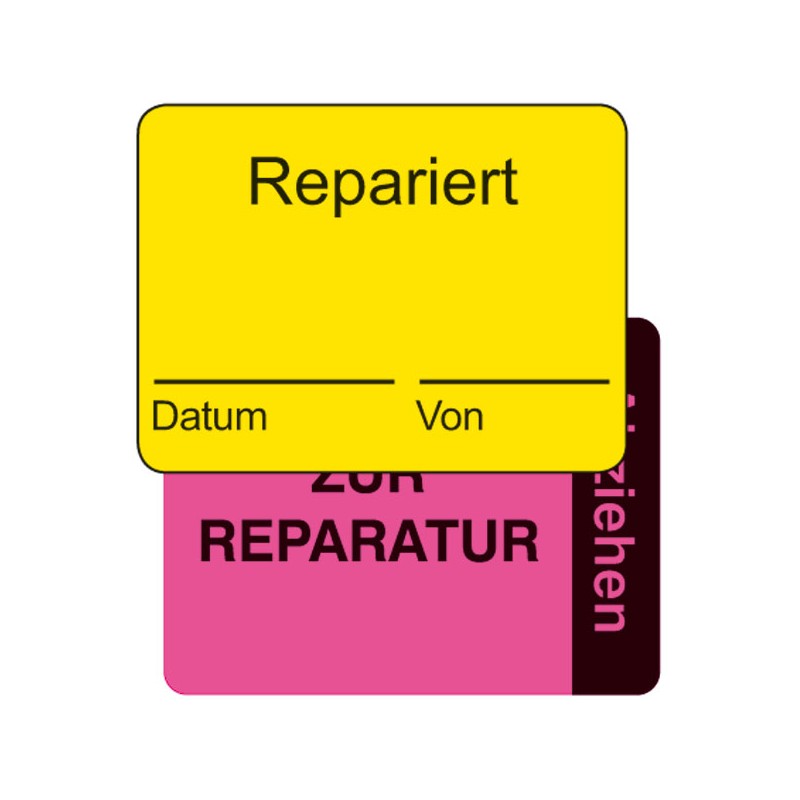 Qualitätskennzeichnung 2-teilig Repariert / zur Reparatur | b2b-schilder