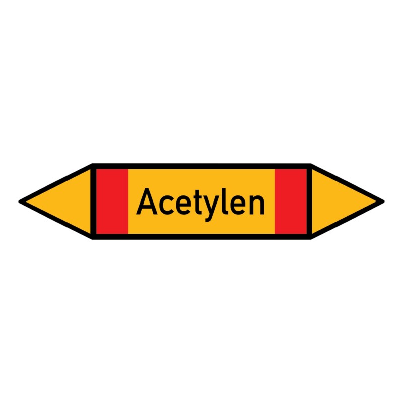 Acetylen: Pfeilschild mittel Gruppe 4 brennbare Gase gelb / schwarz / rot | b2b-schilder.de