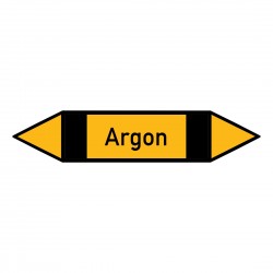 Argon: Pfeilschild mittel Gruppe 5 nichtbrennbare Gase gelb / schwarz| b2b-schilder.de