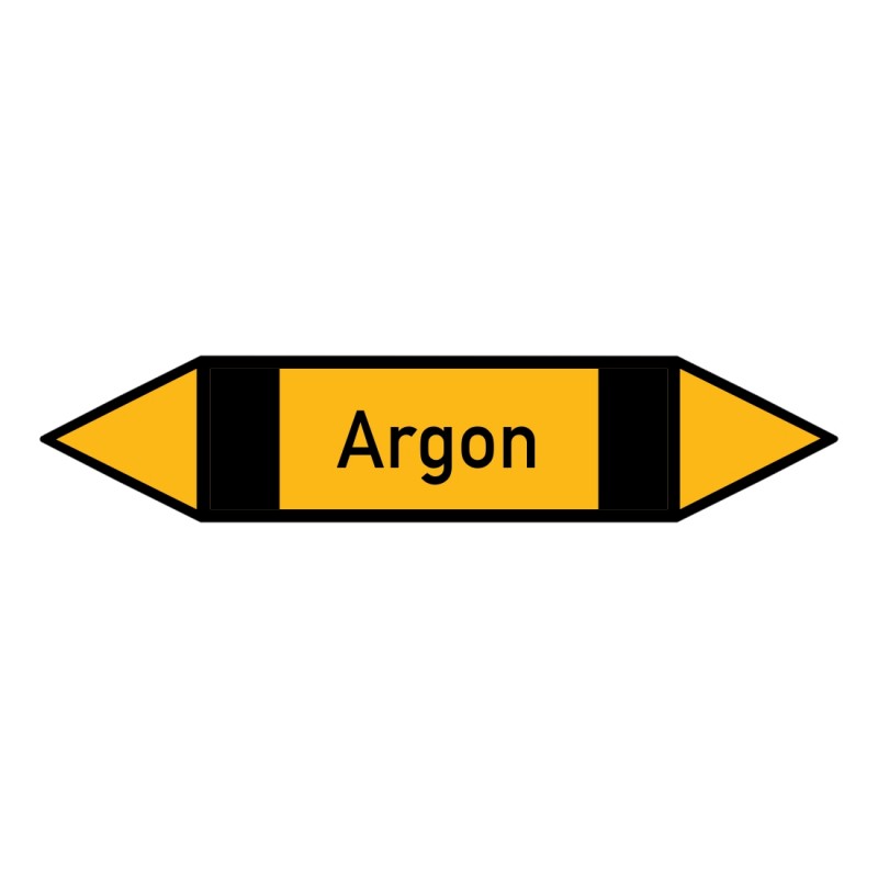 Argon: Pfeilschild mittel Gruppe 5 nichtbrennbare Gase gelb / schwarz| b2b-schilder.de