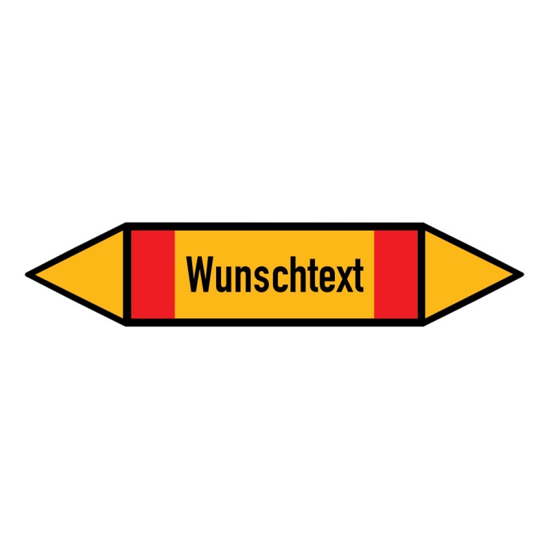 Text nach Wunsch: Pfeilschild bis Ø 40mm gelb / schwarz / rot | b2b-schilder.de