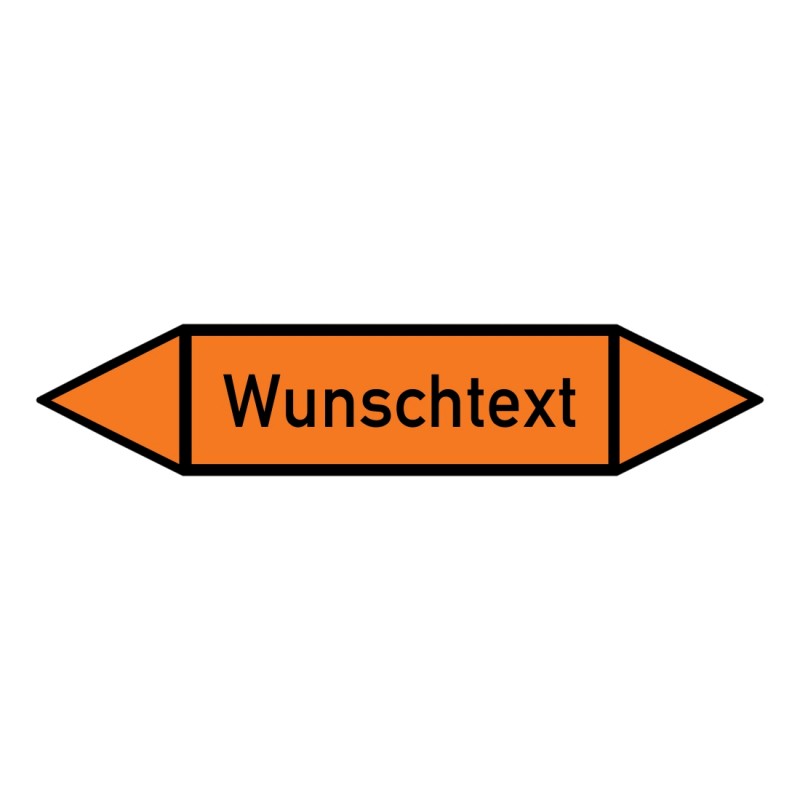 Text nach Wunsch: Pfeilschild bis Ø 40mm orange / schwarz | b2b-schilder.de