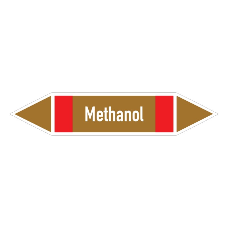 Methanol: Pfeilschild mittel Gruppe 8 braun / weiß / rot | b2b-schilder.de