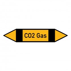 CO2 Gas: Pfeilschild mittel Gruppe 5 nichtbrennbare Gase gelb / schwarz| b2b-schilder.de