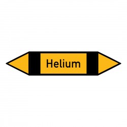 Helium: Pfeilschild mittel Gruppe 5 nichtbrennbare Gase gelb / schwarz | b2b-schilder.de