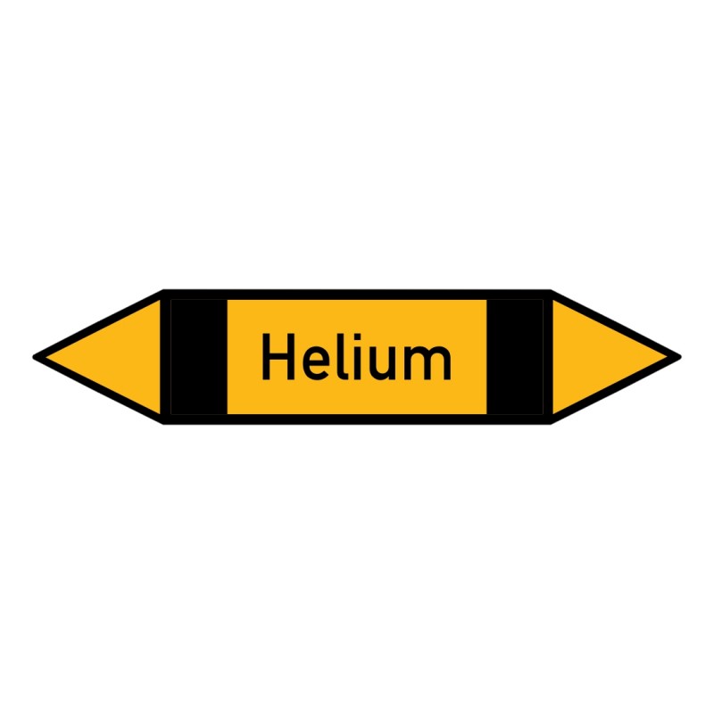 Helium: Pfeilschild mittel Gruppe 5 nichtbrennbare Gase gelb / schwarz | b2b-schilder.de