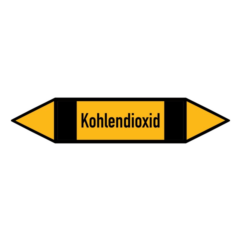 Kohlendioxid: Pfeilschild mittel Gruppe 5 nichtbrennbare Gase gelb / schwarz | b2b-schilder.de
