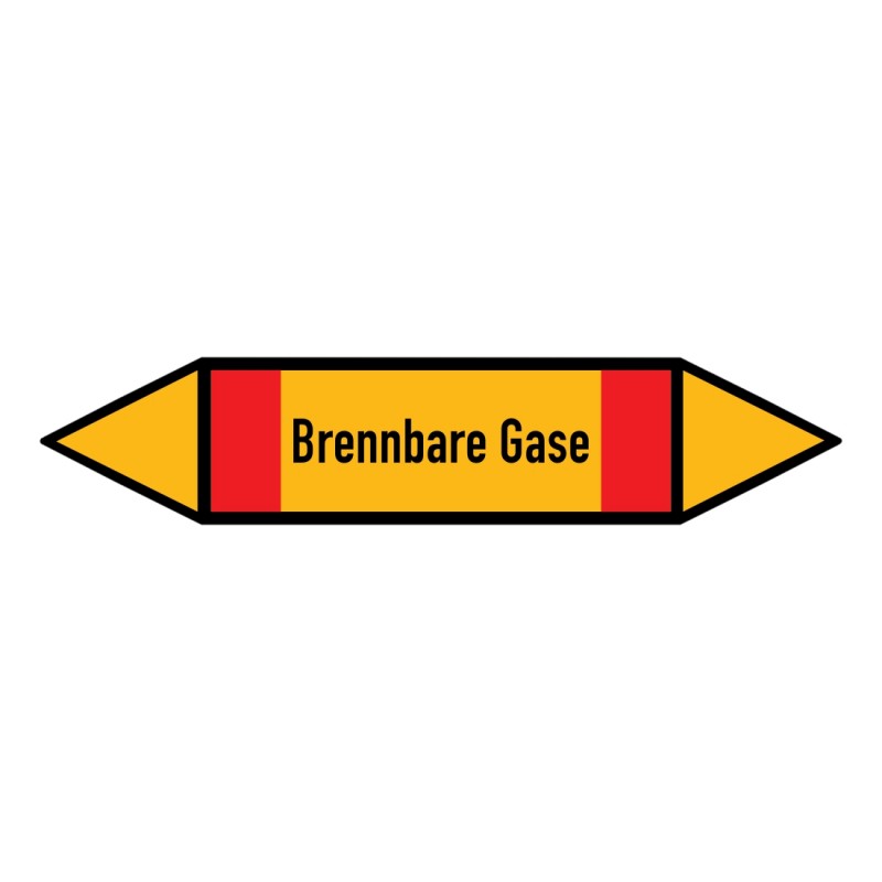 brennbare Gase: Pfeilschild mittel Gruppe 4 gelb / schwarz / rot | b2b-schilder.de