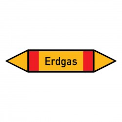 Erdgas: Pfeilschild mittel Gruppe 4 brennbare Gase gelb / schwarz / rot | b2b-schilder.de