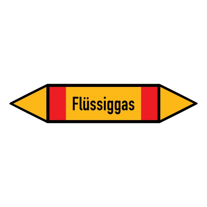 Flüssiggas: Pfeilschild mittel Gruppe 4 brennbare Gase gelb / schwarz / rot | b2b-schilder.de