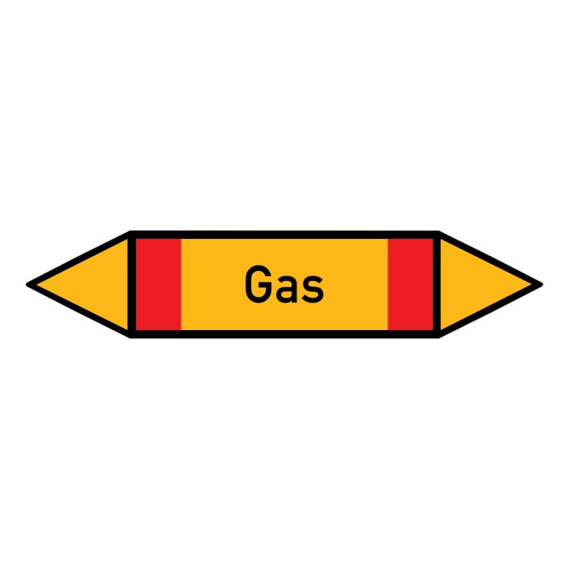 Gas: Pfeilschild mittel Gruppe 4 brennbare Gase gelb / schwarz / rot | b2b-schilder.de
