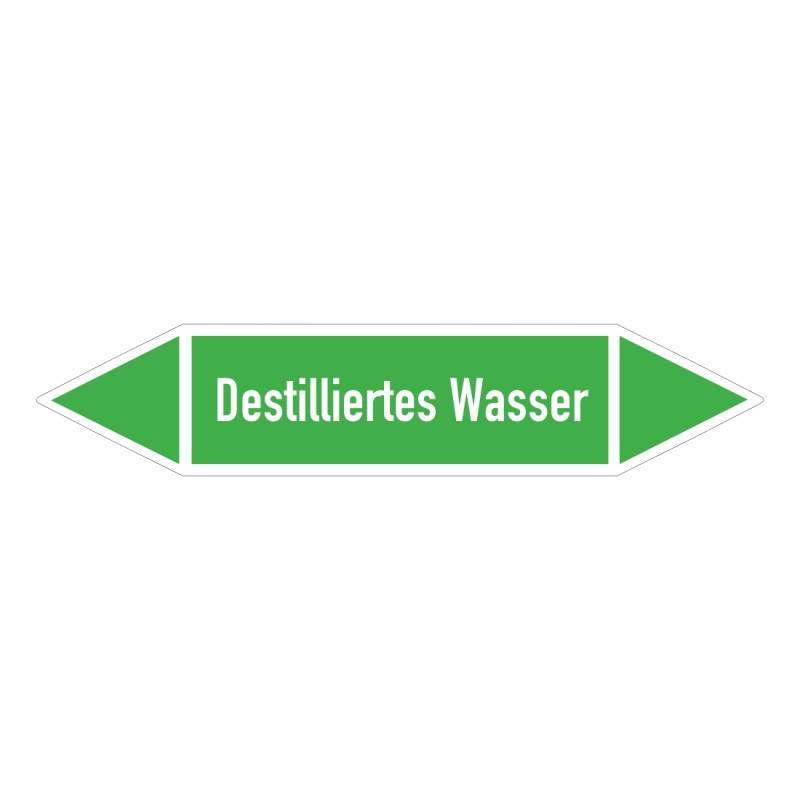 Destiliertes Wasser: Pfeilschild mittel Gruppe 1 Wasser grün / weiß | b2b-schilder.de
