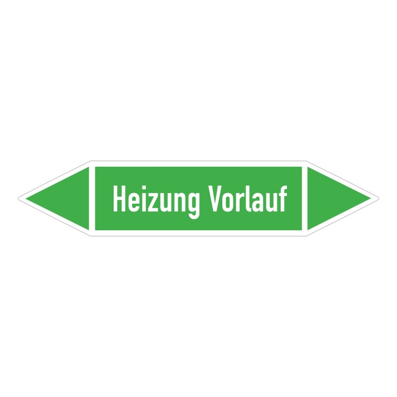 Heizung Vorlauf: Pfeilschild mittel Gruppe 1 Wasser grün / weiß | b2b-schilder.de