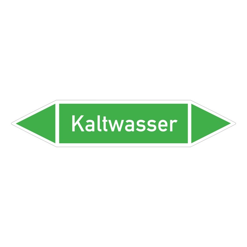 Kaltwasser: Pfeilschild mittel Gruppe 1 Wasser grün / weiß | b2b-schilder.de