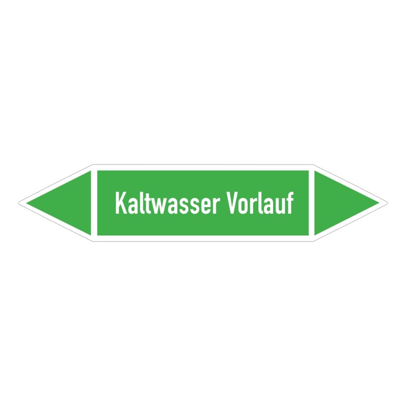 Kaltwasser Vorlauf: Pfeilschild mittel Gruppe 1 Wasser grün / weiß | b2b-schilder.de