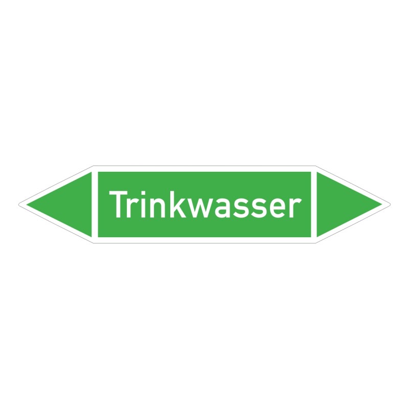 Trinkwasser: Pfeilschild mittel Gruppe 1 Wasser grün / weiß | b2b-schilder.de