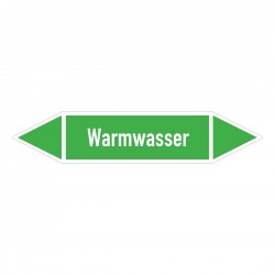 Warmwasser: Pfeilschild mittel Gruppe 1 Wasser grün / weiß | b2b-schilder.de
