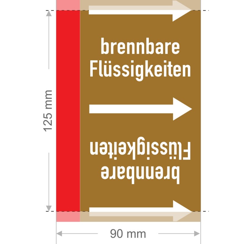 brennbare Flüssigkeiten Rohrleitungsband Gruppe 8 | Typ XL - 90mm breit brennbare Flüssigkeiten Rohrleitungsband Gruppe 8 | Typ XL - 90mm breit