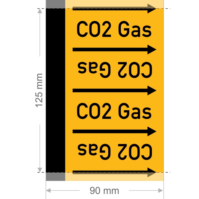 CO2 Gas Rohrleitungsband Gruppe 5 | Typ ST - 90mm breit