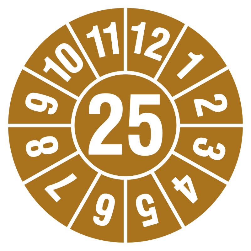 Jahresplakette 2-stellig in 7 Jahresfarben, Dokumentenfolie