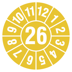 Jahresplakette 2-stellig in 7 Jahresfarben, Dokumentenfolie