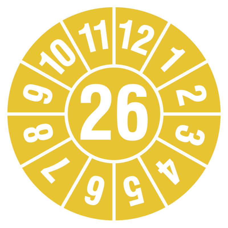 Jahresplakette 2-stellig in 7 Jahresfarben, Dokumentenfolie